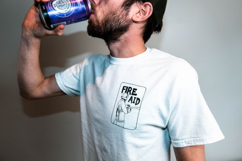 Fire Aid Fundraiser White T Shirt by Bad Dreems