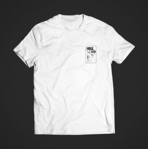 Fire Aid Fundraiser White T Shirt by Bad Dreems